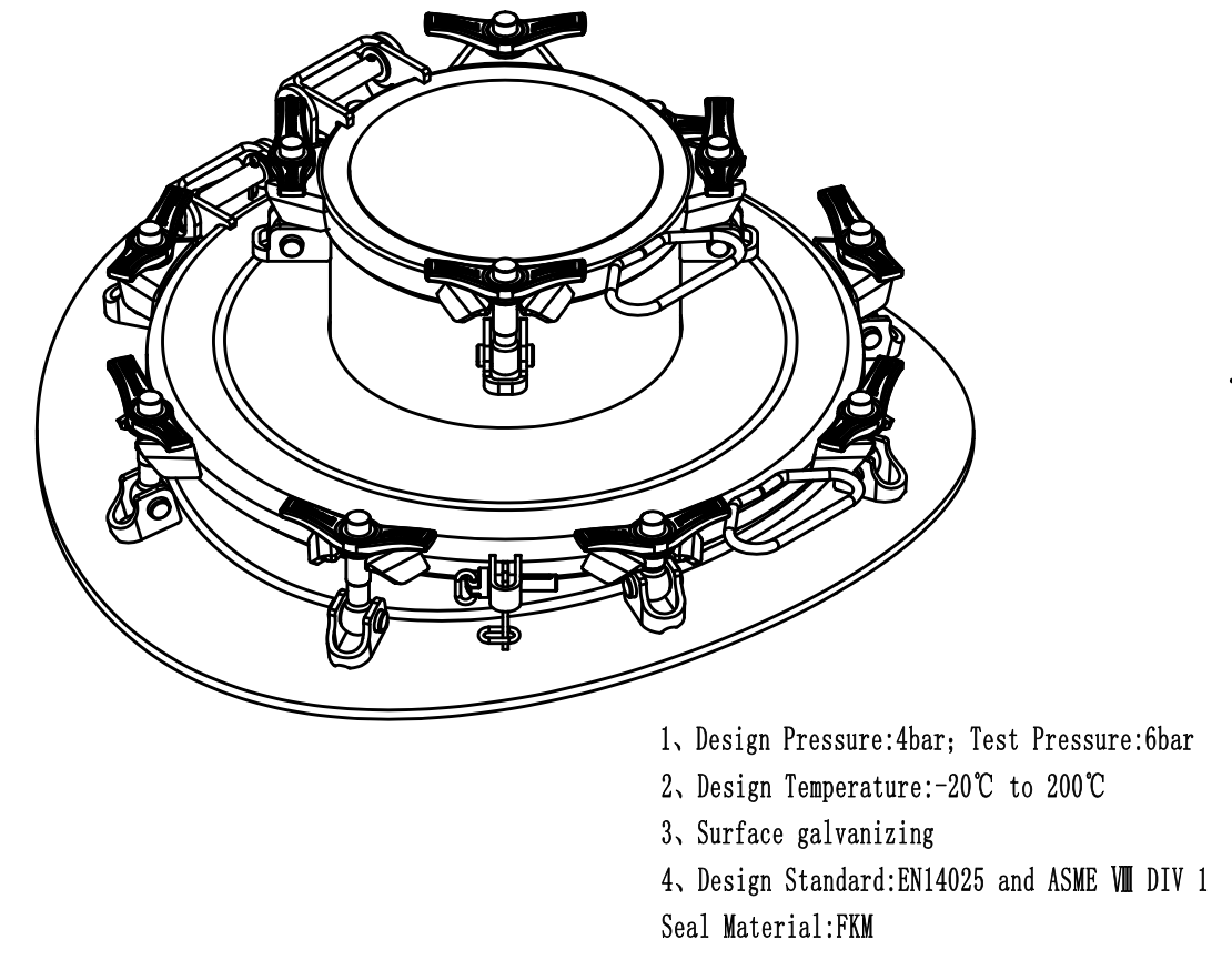 500MM laag-profiel mangat + inspectieluik