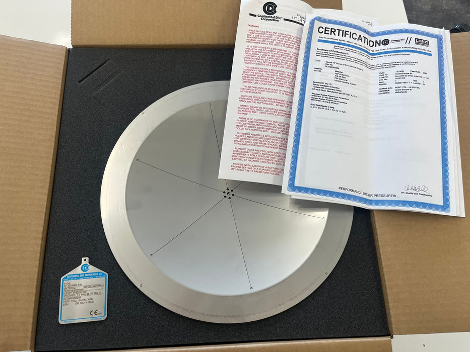 10" 4,5 bars Disque de rupture avec assistance à la commande