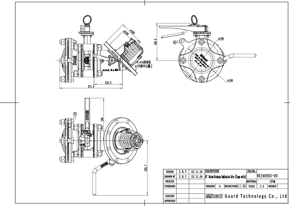 3%22 45 degrees Foot Valve