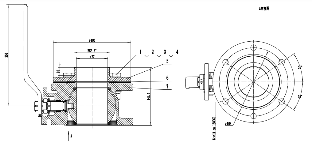 3%22 Ball Valve Assembly + 3%22 BSp Output