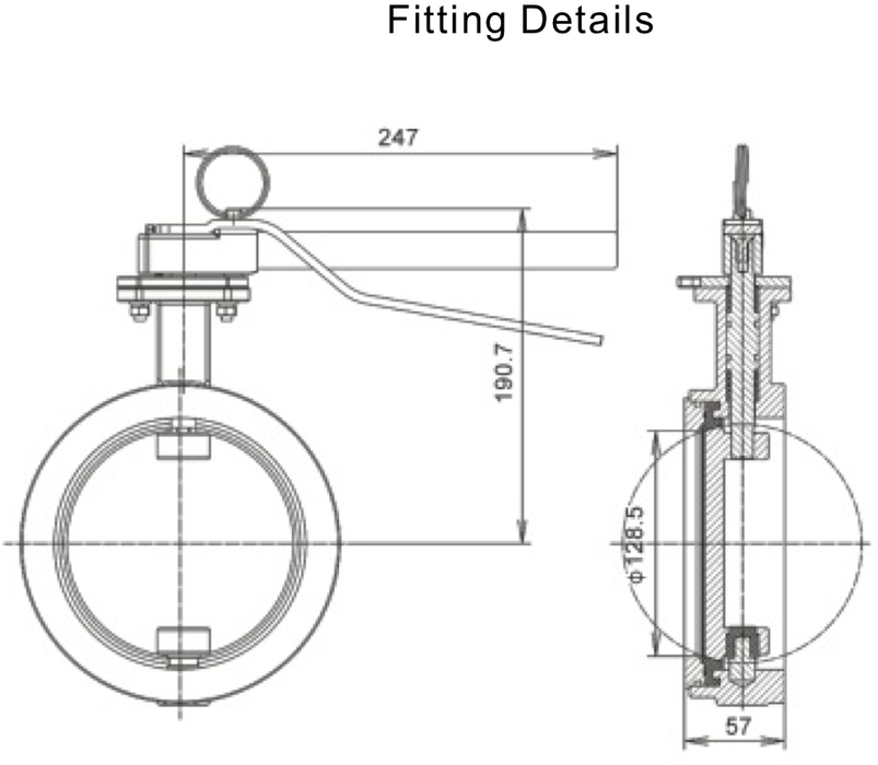 5%22 Clamped Butterfly Valve 2