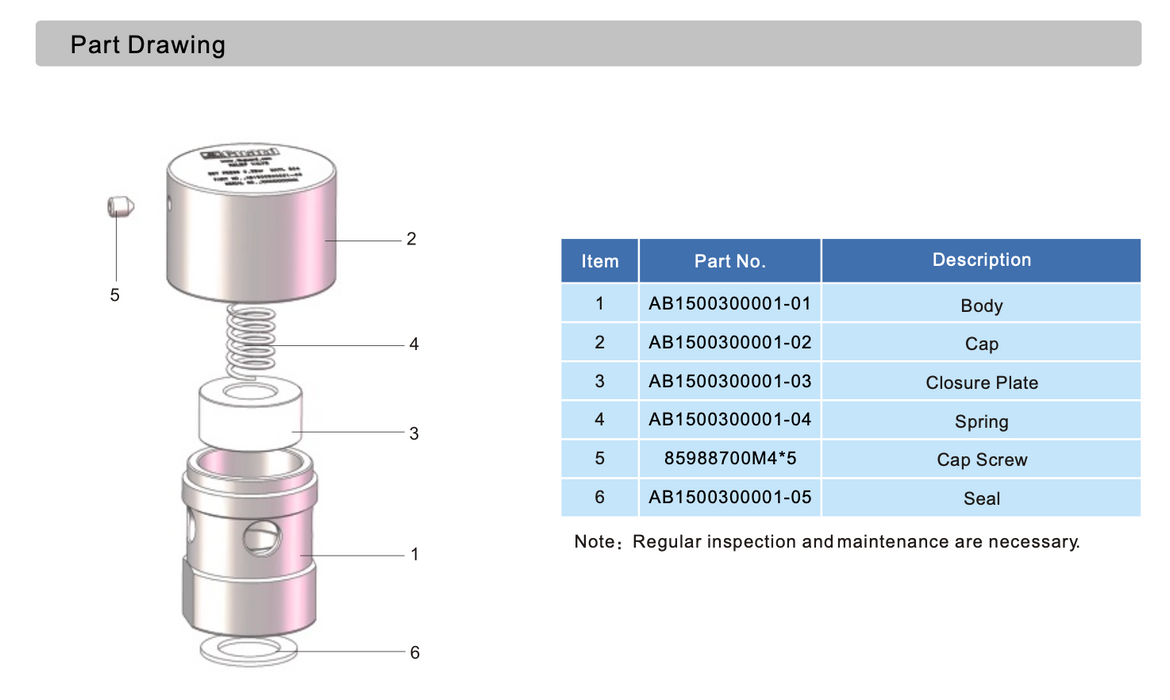 Suspension pour soupape de sûreté 1/2 