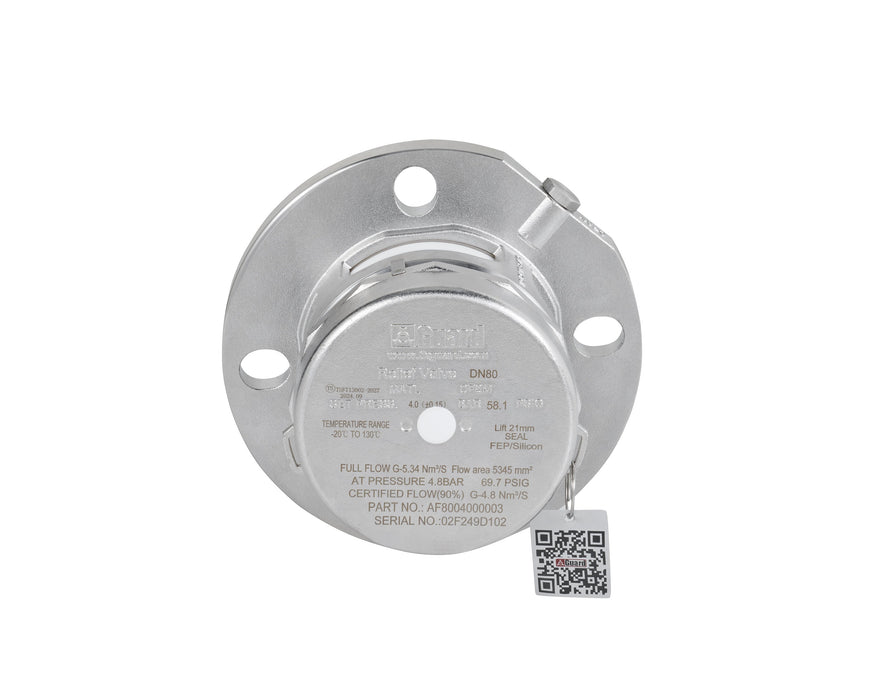 PFA-ausgekleidetes Druckventil DN80 / 3,0 Bar - Nur Druck