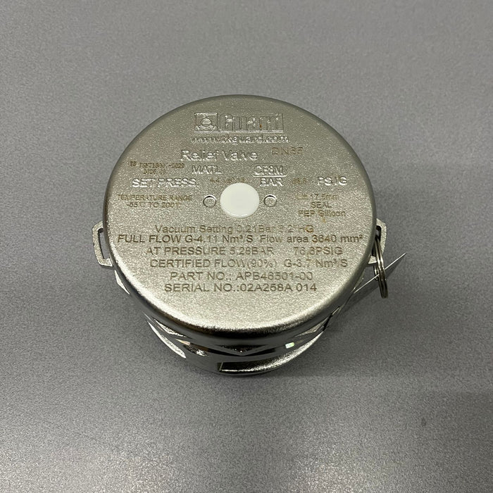 2,5" BSP veiligheidsventiel, druk 4,4 bar, vacuum 0,21 bar