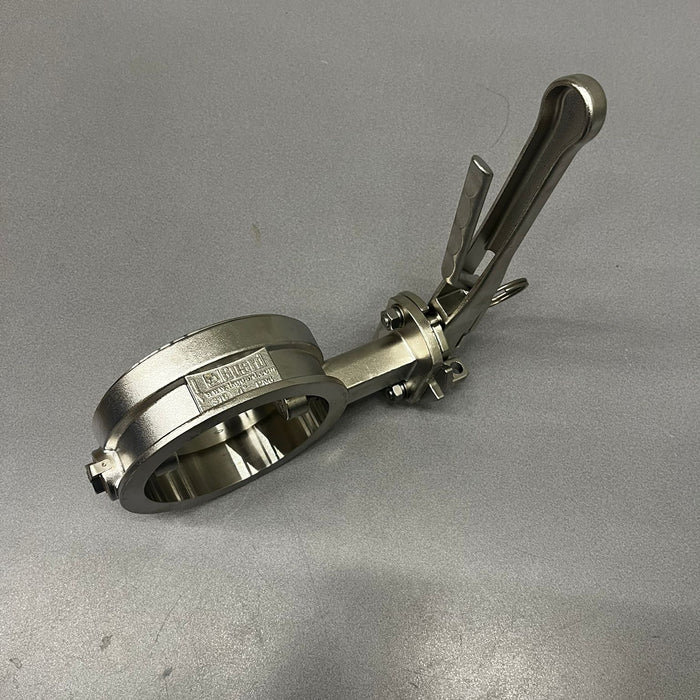 4" geklemde vlinderklep, links open