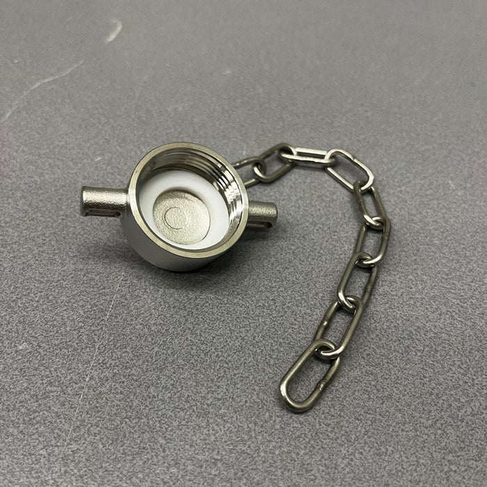 DN25 BSP-Staubkappe aus Edelstahl mit Kette und PTFE-Dichtung