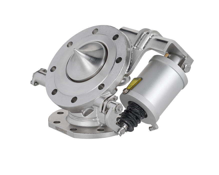 4" 45°  Steam heated Pneumatic Foot Valve, pointed poppet