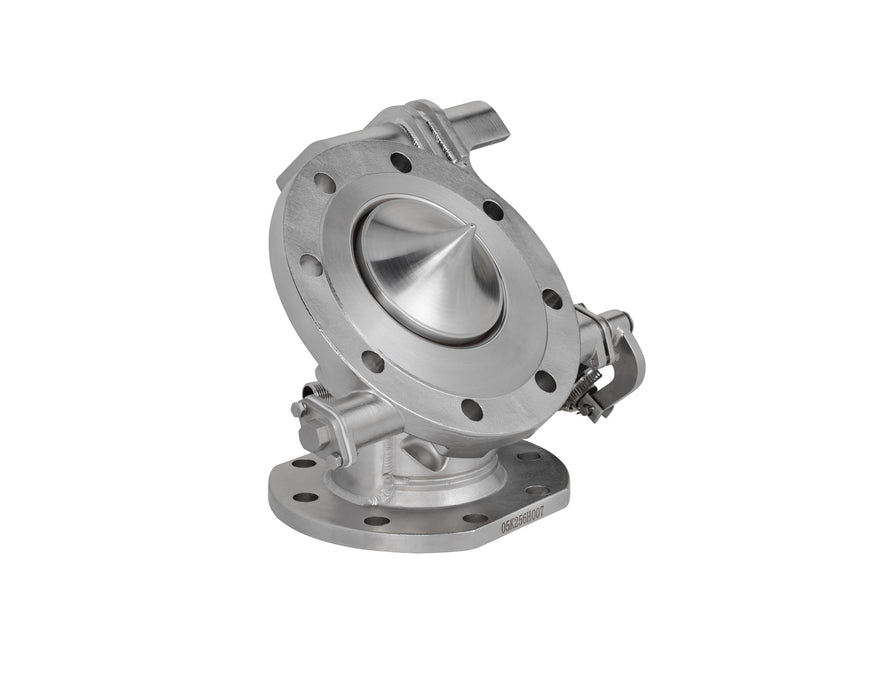 4" 45°  Steam heated Pneumatic Foot Valve, pointed poppet