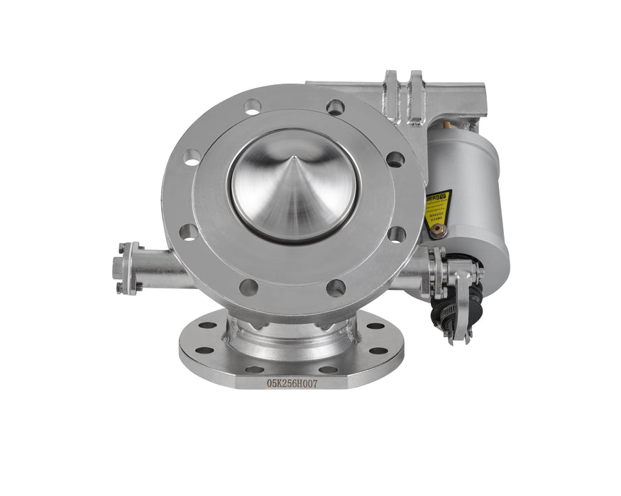 4" 45°  Steam heated Pneumatic Foot Valve, pointed poppet