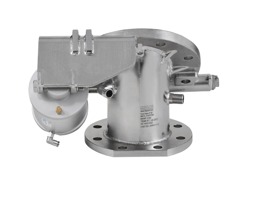 4" 45°  Steam heated Pneumatic Foot Valve, pointed poppet