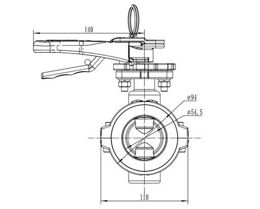 DN50 PFA Lined Butterfly vavle