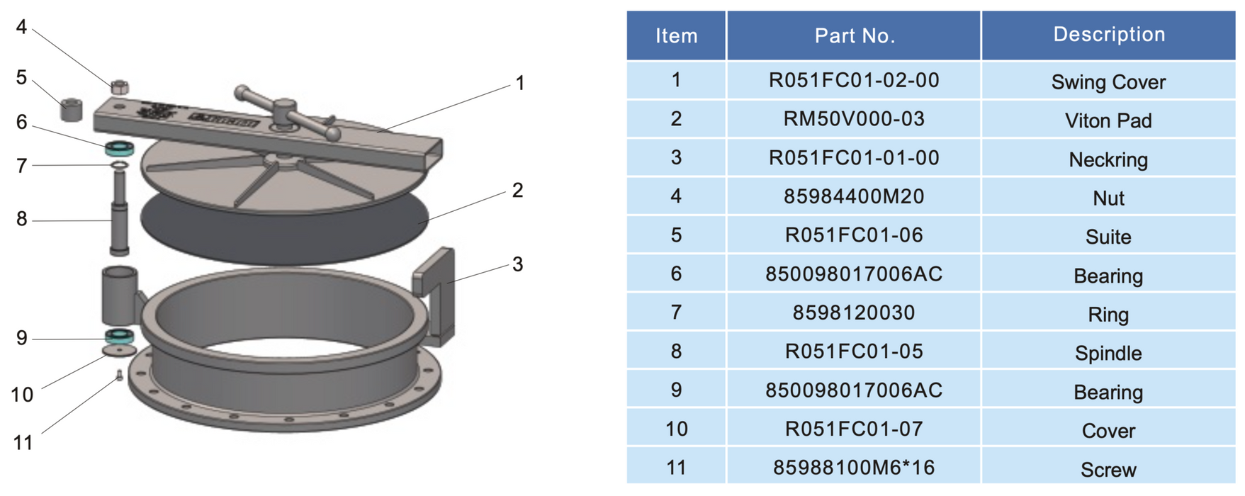 DN500 Atmospheric Rotary Opened Manlid Assembly Schermafbeelding 2023-12-28 om 11.49.43