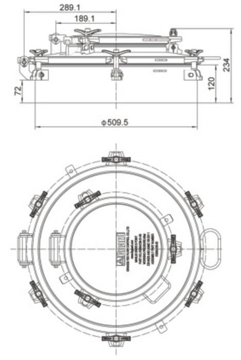 DN500 With stands 4BAr Pressure Manlid Assembly -With DN300 Inspection Schermafbeelding 2023-12-28 om 13.32.33