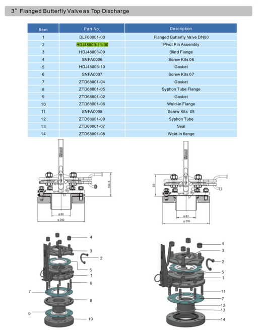 Pivot Pin Assembly For Top Discharge HDJ48003-11-00