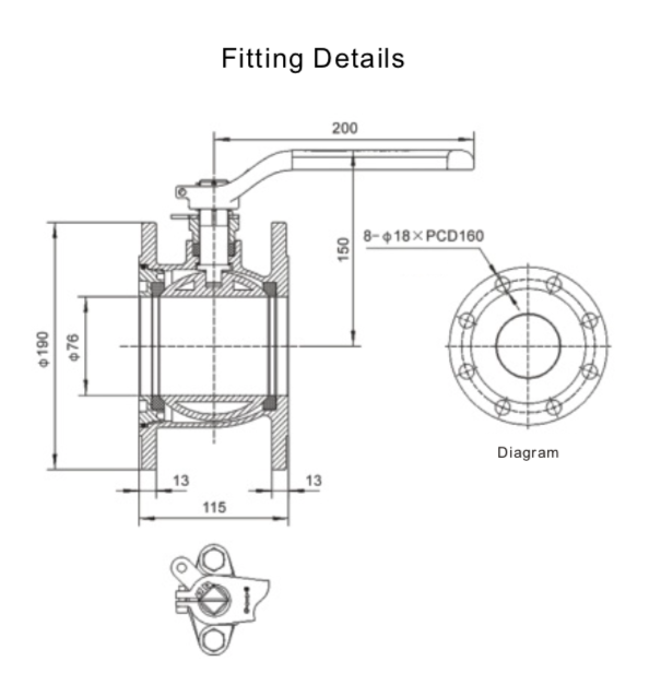 QLFA8006-00 3%22 Light Flanged ball Valve