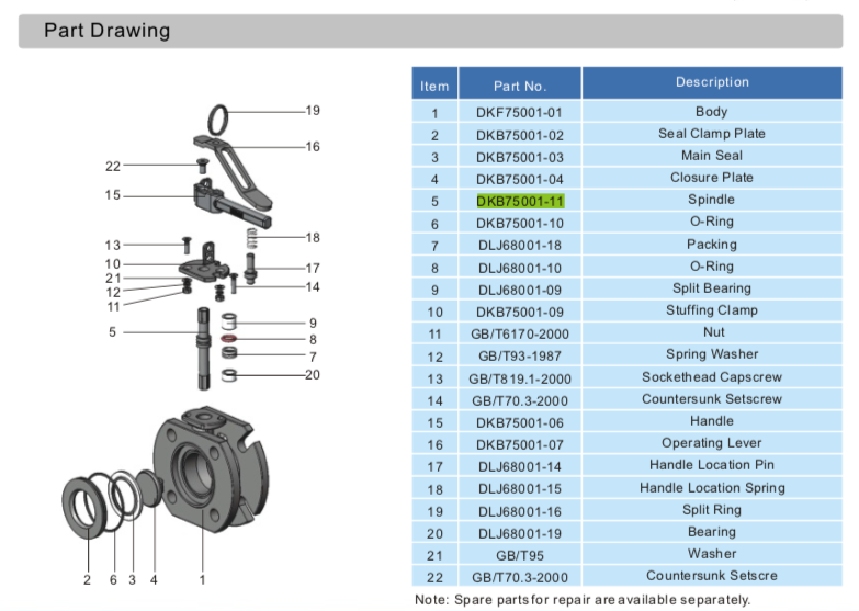 Spindle for 2%22 Butterfly Valve